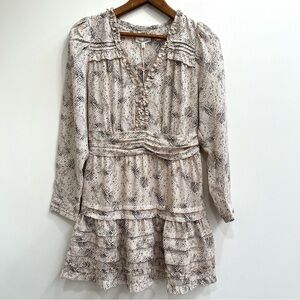 Heartloom Erika dress python snake print long sleeve ruched smocked waist small